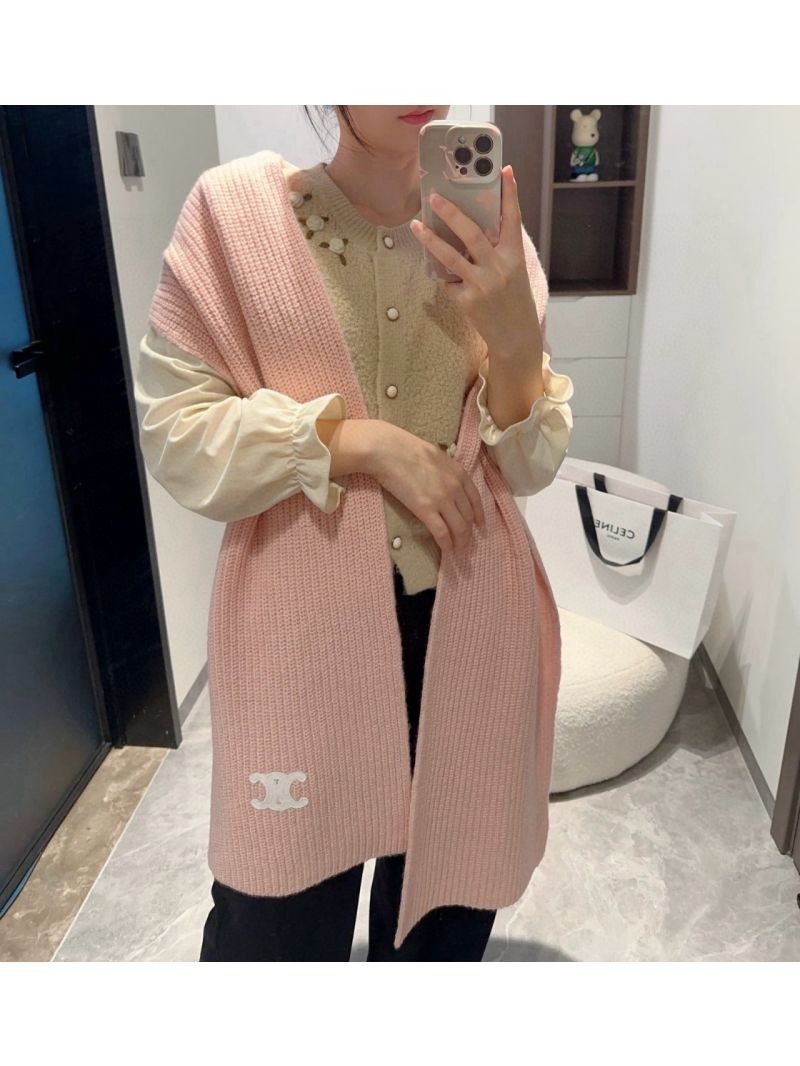 Celine Classic Cashmere Scarf - Timeless Luxury for All 30*180 cm pink