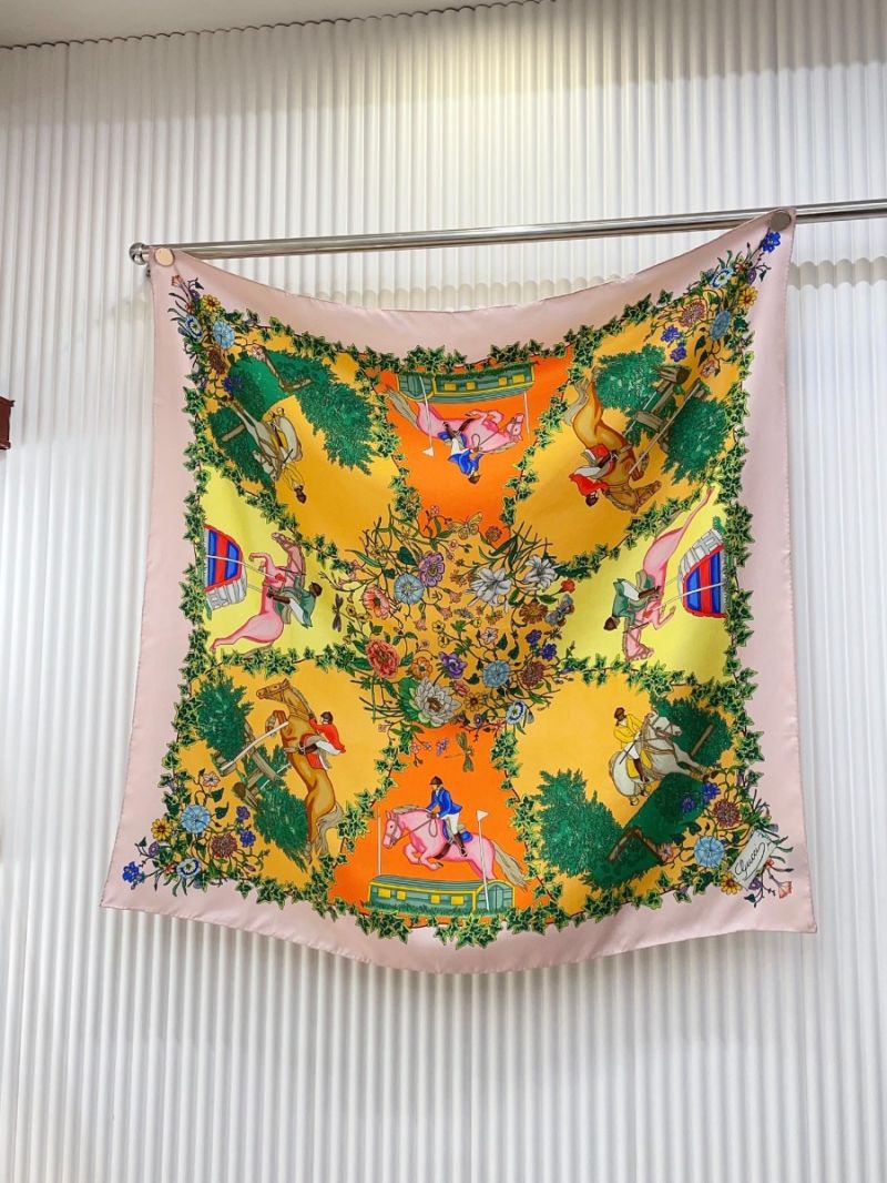 Gucci Double-Faced Silk Scarf - Luxurious 90x90cm Twill Silk Scarf pink