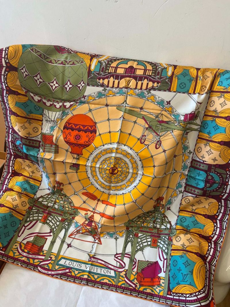 Louis Vuitton "Fly Away" Silk Scarf – 90x90cm Limited Edition Scarf type A