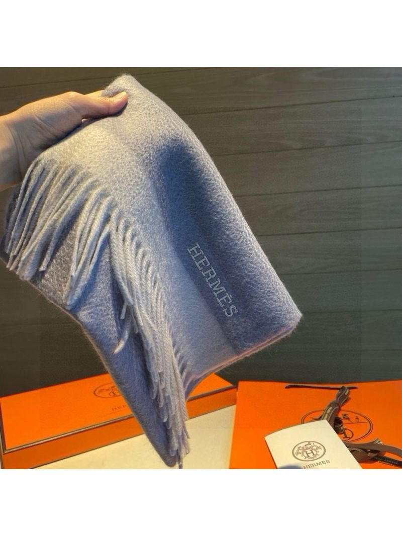 Hermes Wool Scarf 30 x 180 cm (including fringe length) grey