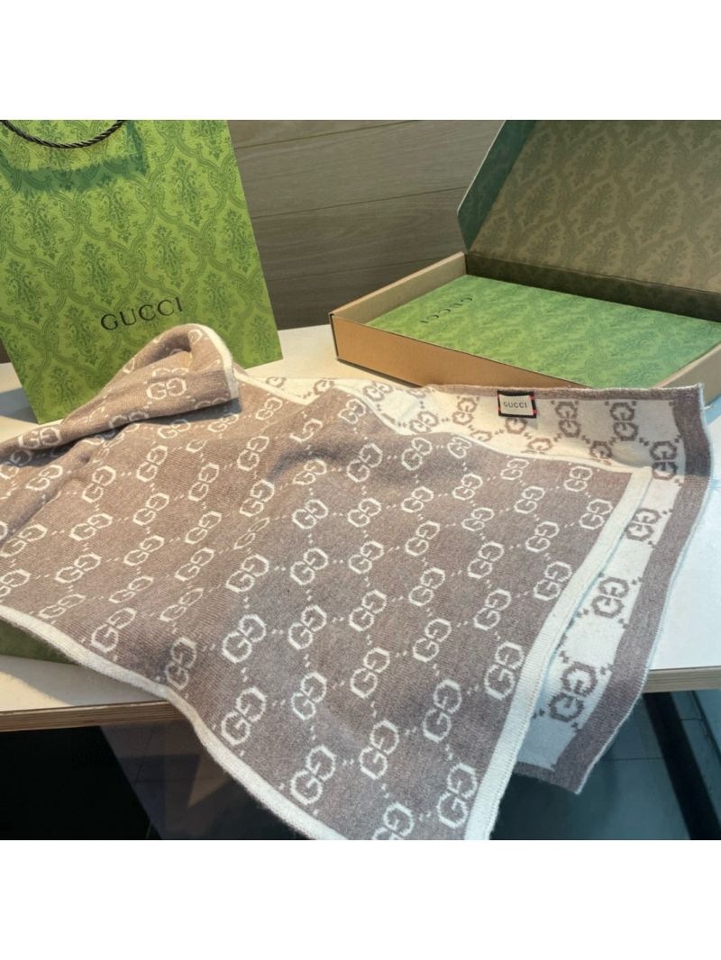 Gucci Classic Cashmere Scarf with Double-Faced Jacquard – 35x180cm brown