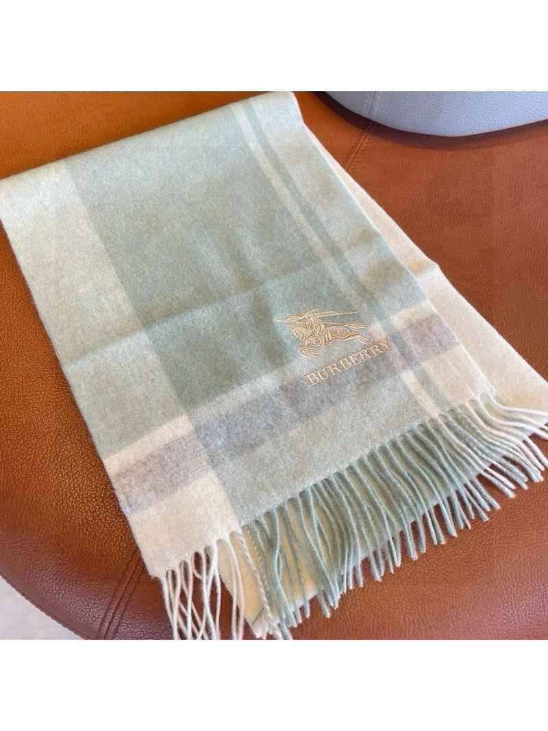 Burberry Classic Embroidered Horse Logo Wool Scarf – 30x180cm green