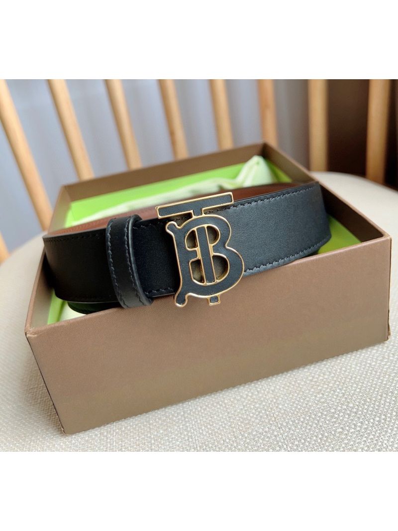 Burberry TB Reversible Belt 3.0cm elegant smooth Leather black/brown black hardware