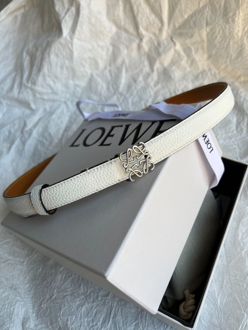 Loewe Anagram Textured-Leather Belt 2.0cm white leather with Polished Anagram Buckle