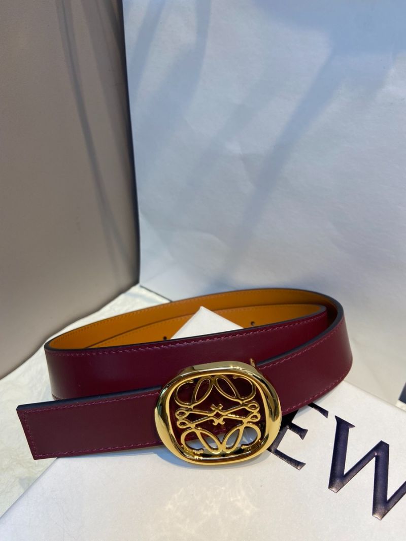 Loewe Reversible Anagram Ellipse Belt in Smooth Calfskin 2.8cm wine/brown