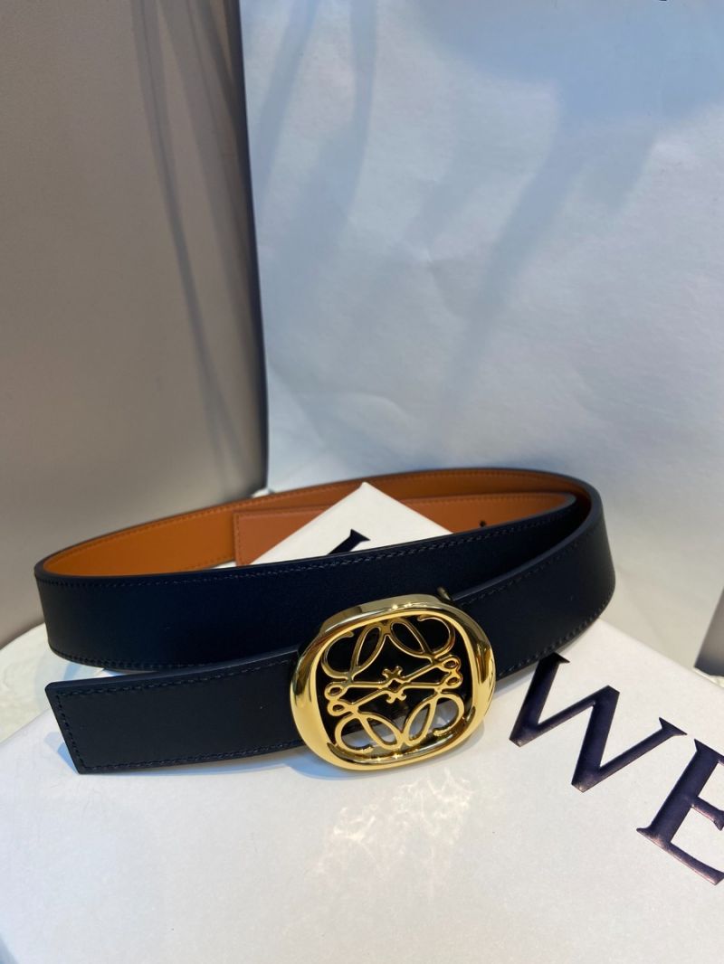 Loewe Reversible Anagram Ellipse Belt in Smooth Calfskin 2.8cm brown/black