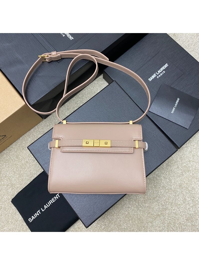 Saint Laurent YSL Manhattan Small In Nude Patent Leather with Gold Hardware 727766