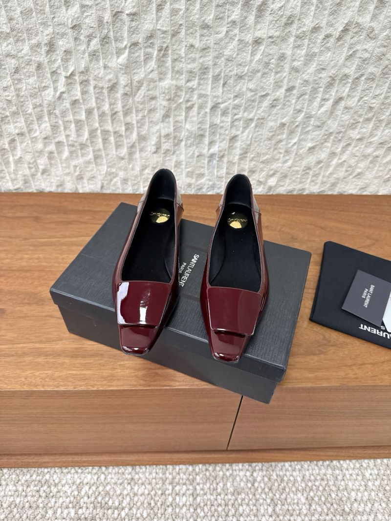 YSL SAINT LAURENT POPPY PATENT BUCKLE FOLDABLE BALLERINA FLATS 4893087 MARRON