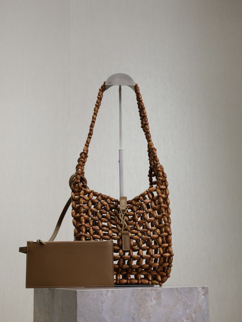 Saint Laurent YSL Le 5 À 7 Mini Hobo Bag in Handwoven Wood Beads 713938