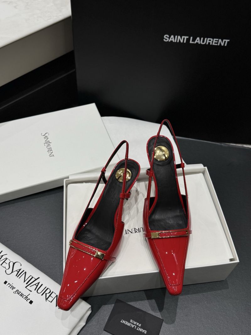 Saint Laurent YSL Jacqueline Slingback Pumps in Patent Leather 8061261 Nude