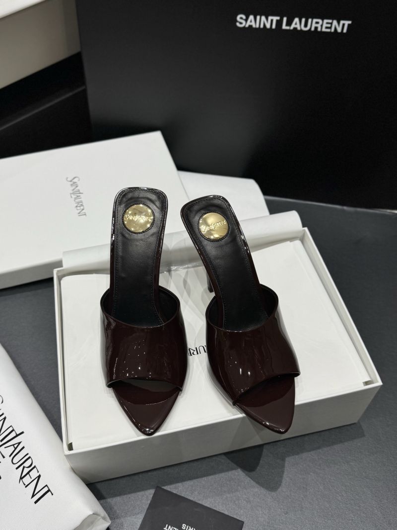 SAINT LAURENT YSL ROMY MULES IN PATENT LEATHER 8066691 GRENADE