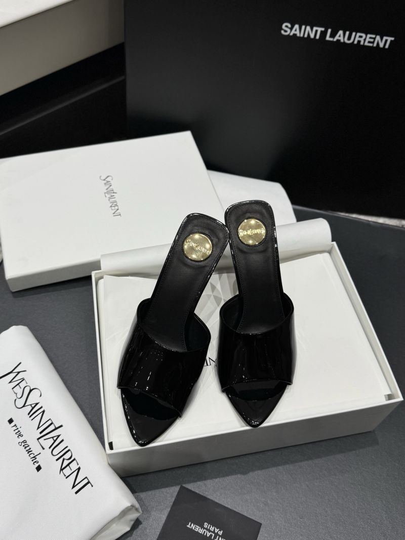 SAINT LAURENT YSL ROMY MULES IN PATENT LEATHER 8066691 BLACK