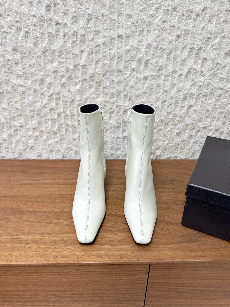 YSL SAINT LAURENT JILL BOOTIES IN SMOOTH LEATHER 806671 WHITE