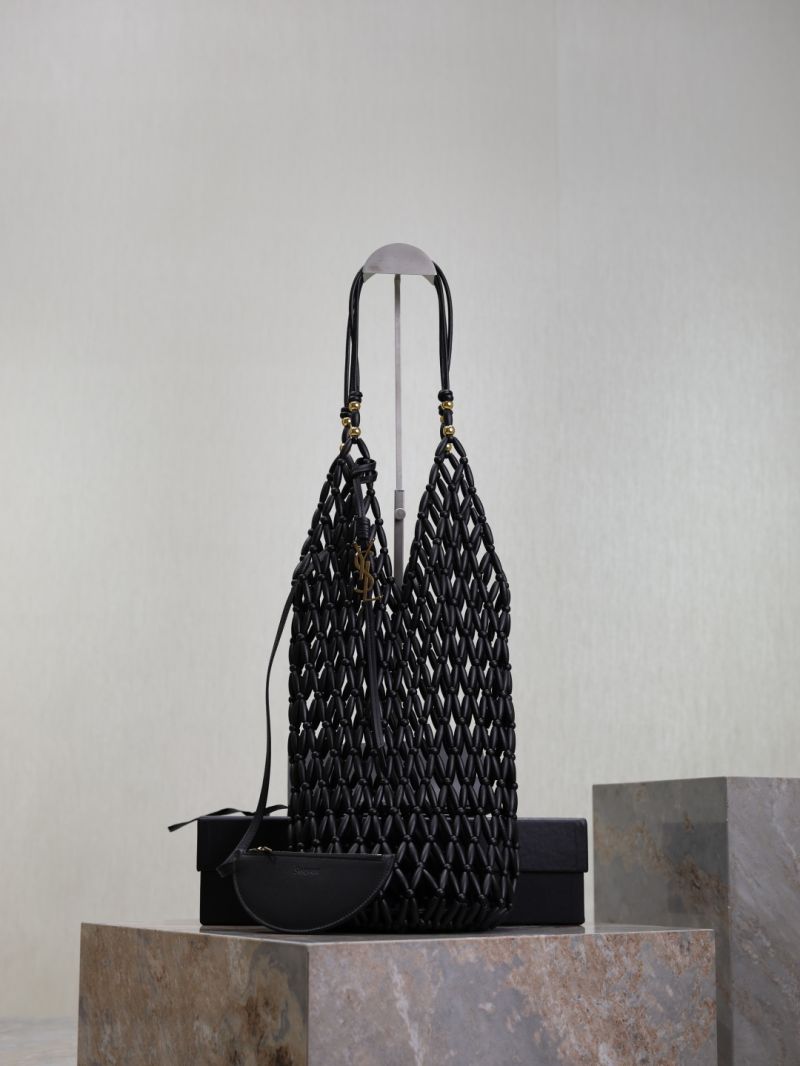 Saint Laurent YSL supple bucket in wood beads 821911 Black