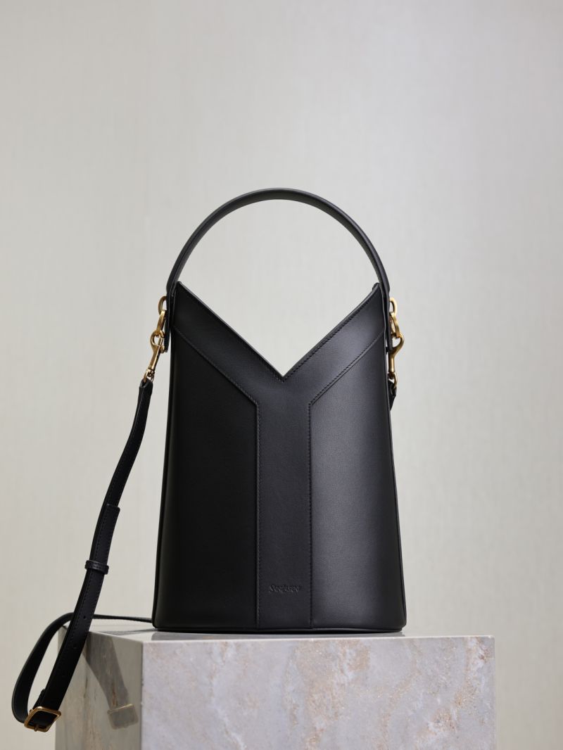 Saint Laurent YSL Y Top-handle bucket in leather 840891 Black