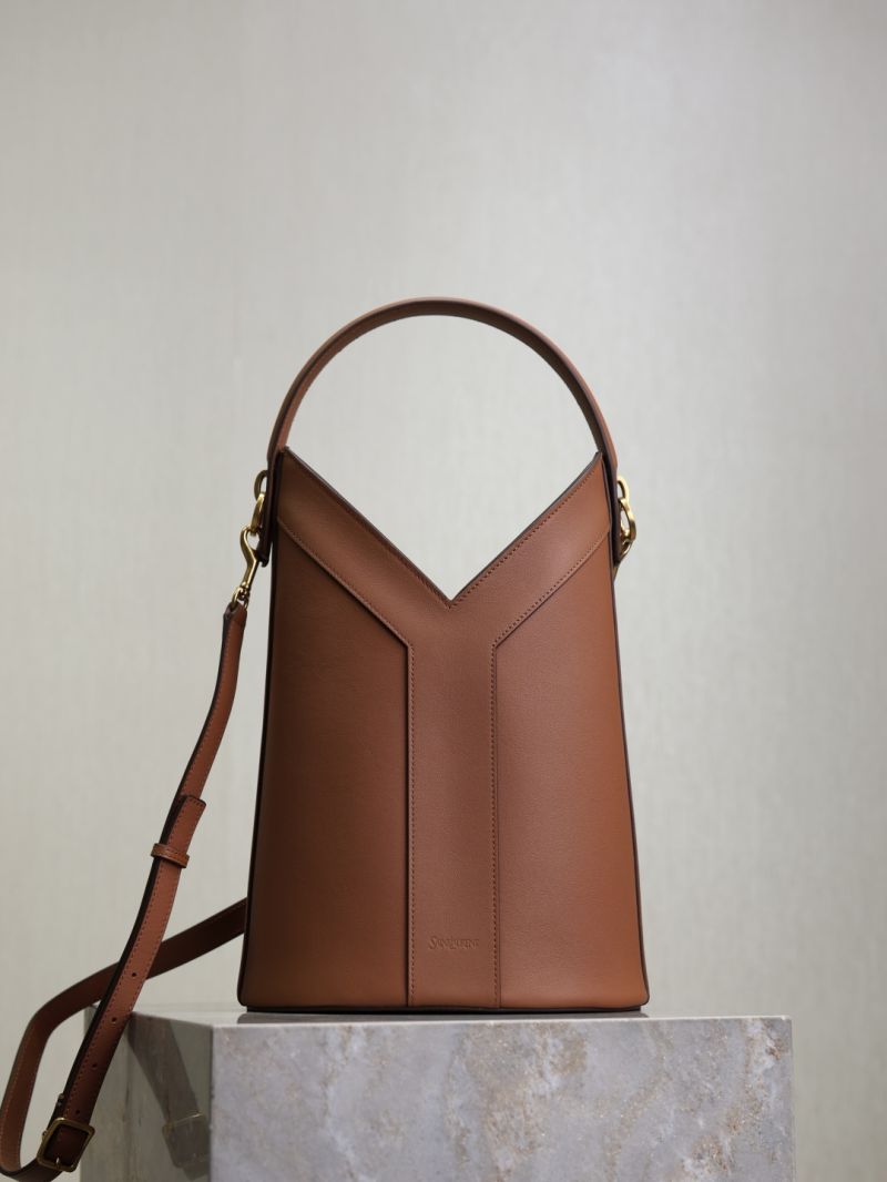 Saint Laurent YSL Y Top-handle bucket in leather 840891 Brick