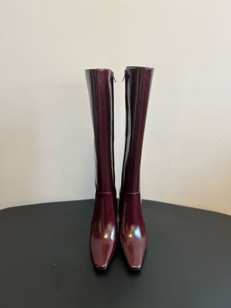 Saint Laurent YSL Francoise Boots In Smooth Leather 843298 Bordeaux